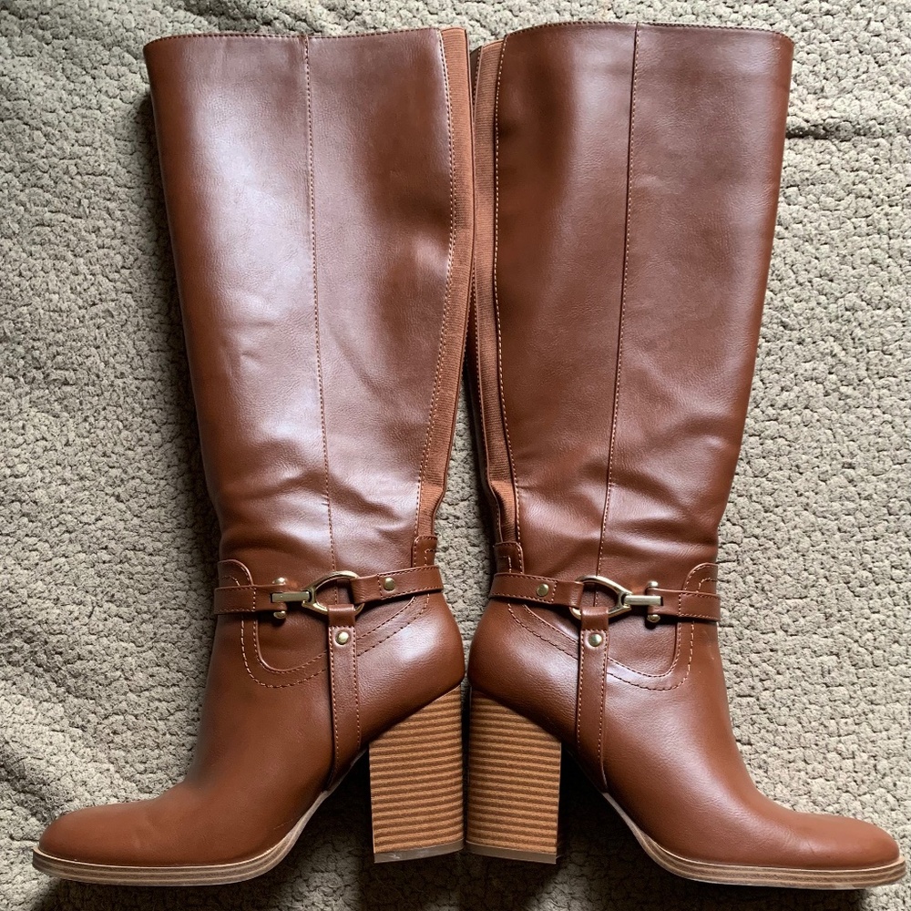Unisa Brown Heel Boots and buckle trim Size 9M